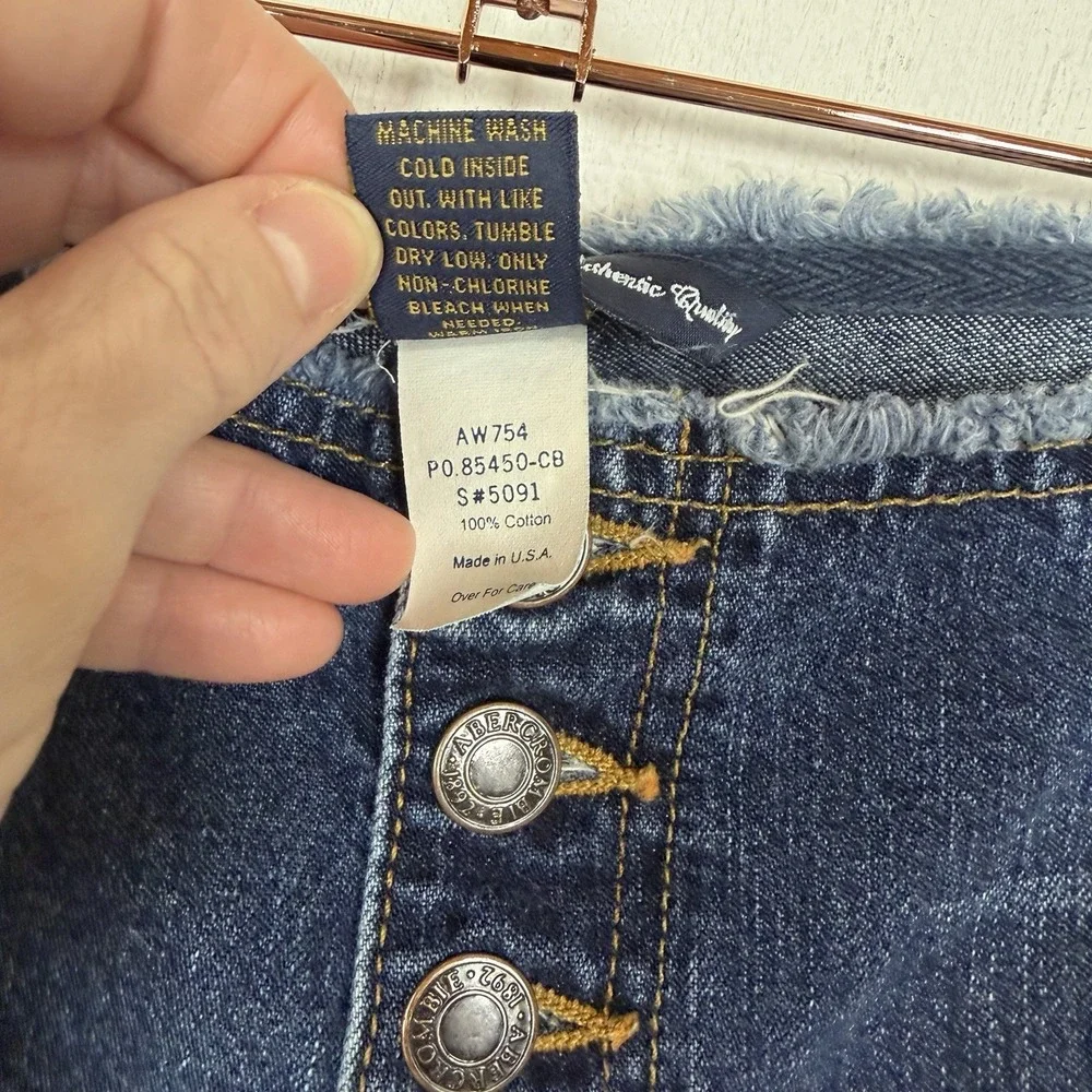 VTG Abercrombie Fitch Low‎ Rise Jeans Raw Waist Flare Button Fly Hippie Indie 12